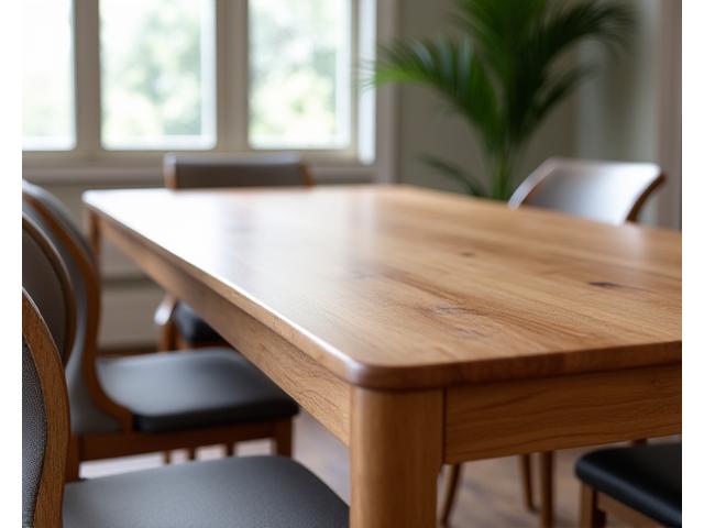 Table de salle à manger sur mesure en bois massif avec des chaises assorties