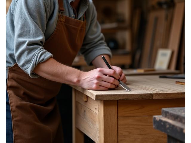Ébéniste restaurant une commode antique dans un atelier